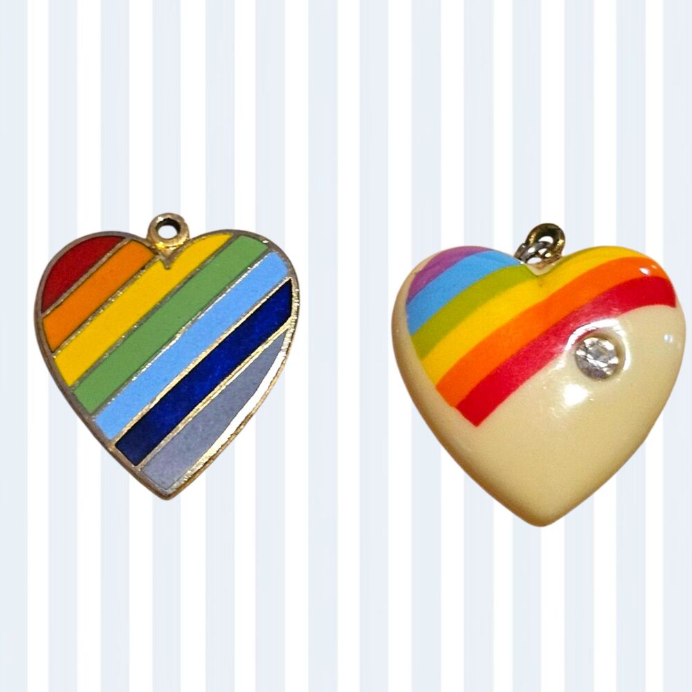 Rainbow Heart Charms Lot of 2 Pride Jewelry Pendants